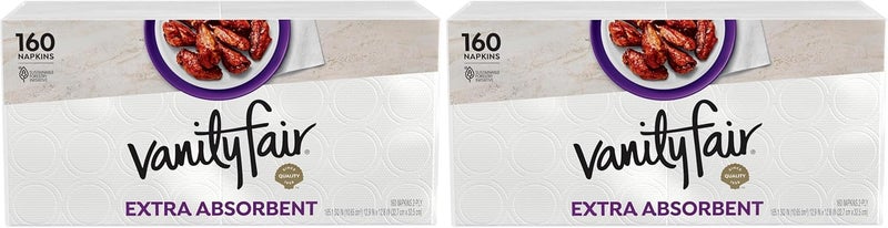 Vanity Fair Extra Absorbent Paper Napkins, 160 Count (Pack of 2) - Image 1